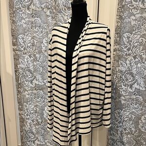 Market & Spruce Black and White Striped Cardigan